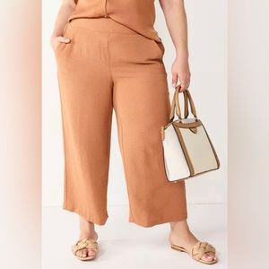 Nine West Mocha High Rise Wide Leg Crop Pants Women’s 4X